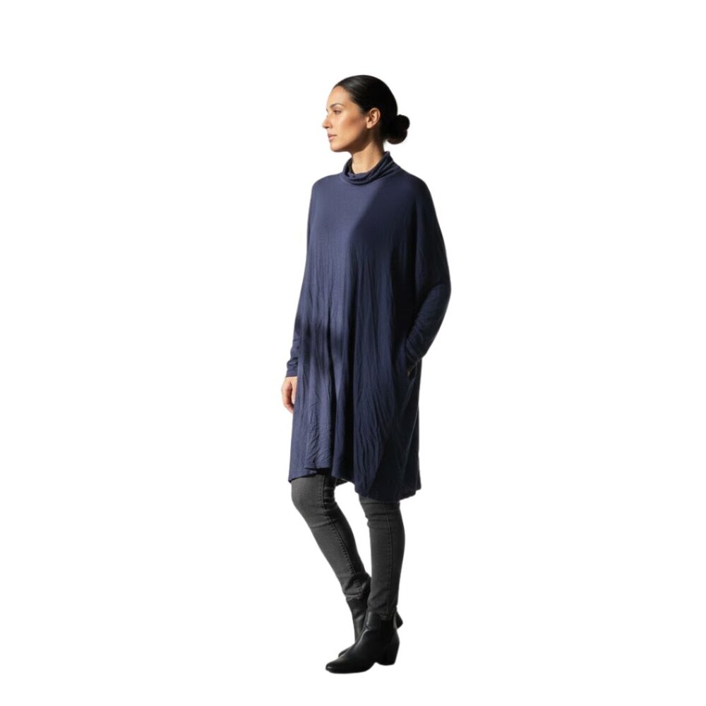 Eileen‎ Fisher Women’s Mock Neck Long Sleeve Tunic Navy Viscose Stretch – XL